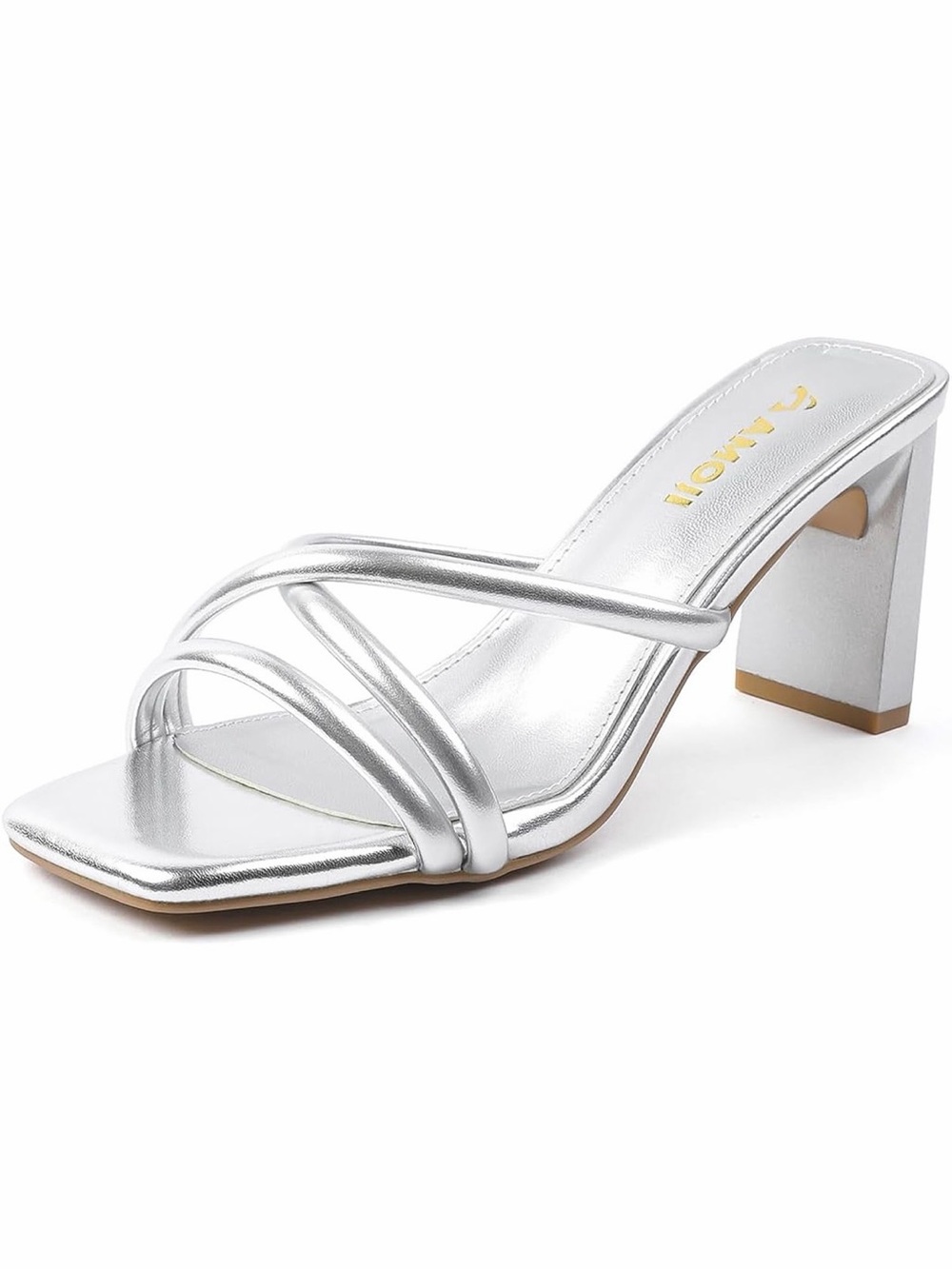 Silver Strappy 3” Block Heel